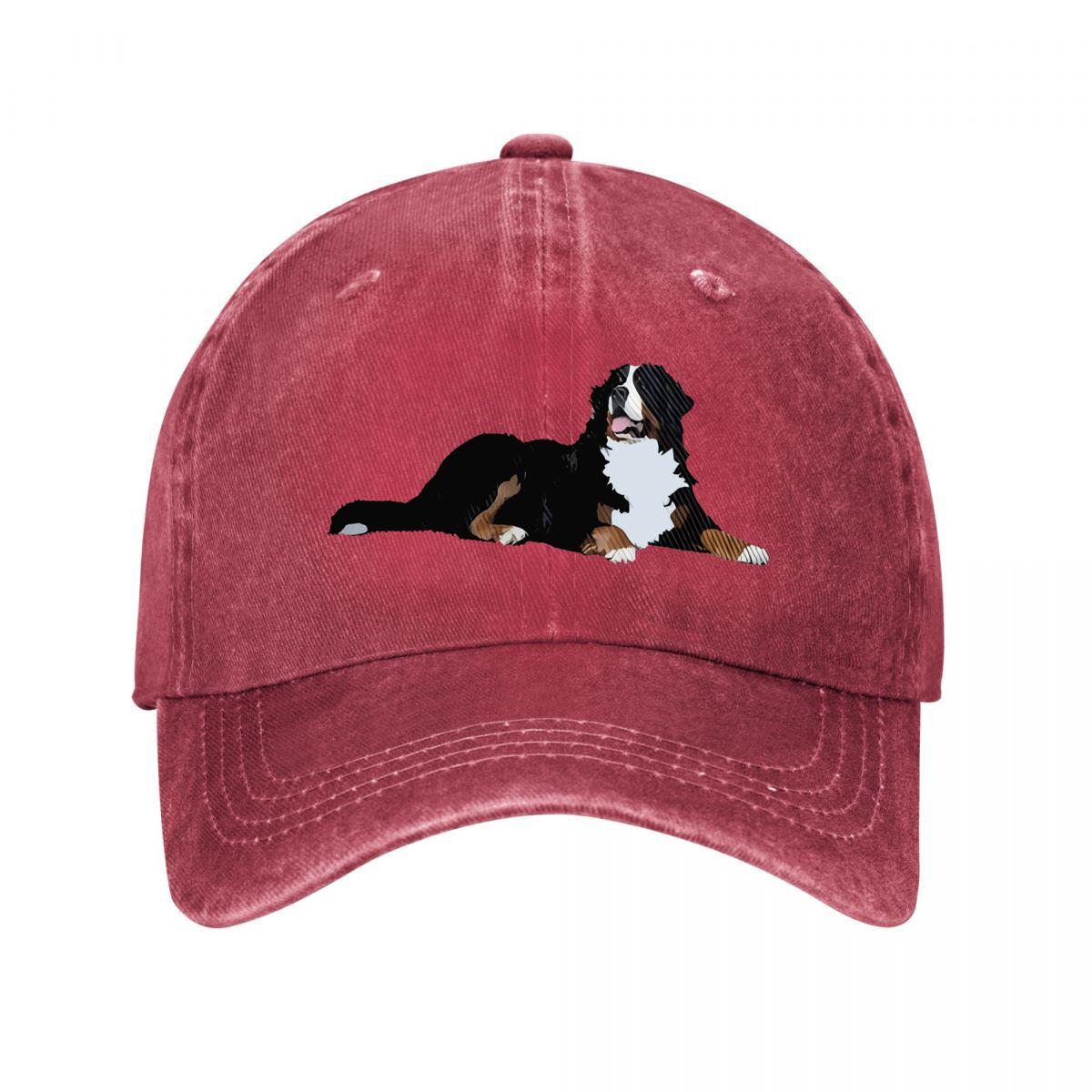 Cozy Bernese Mountain Dog Relaxed Graphic Baseball Cap Unisex Women Distressed Washed Sun Cap Outdoor Workouts Hat One Size