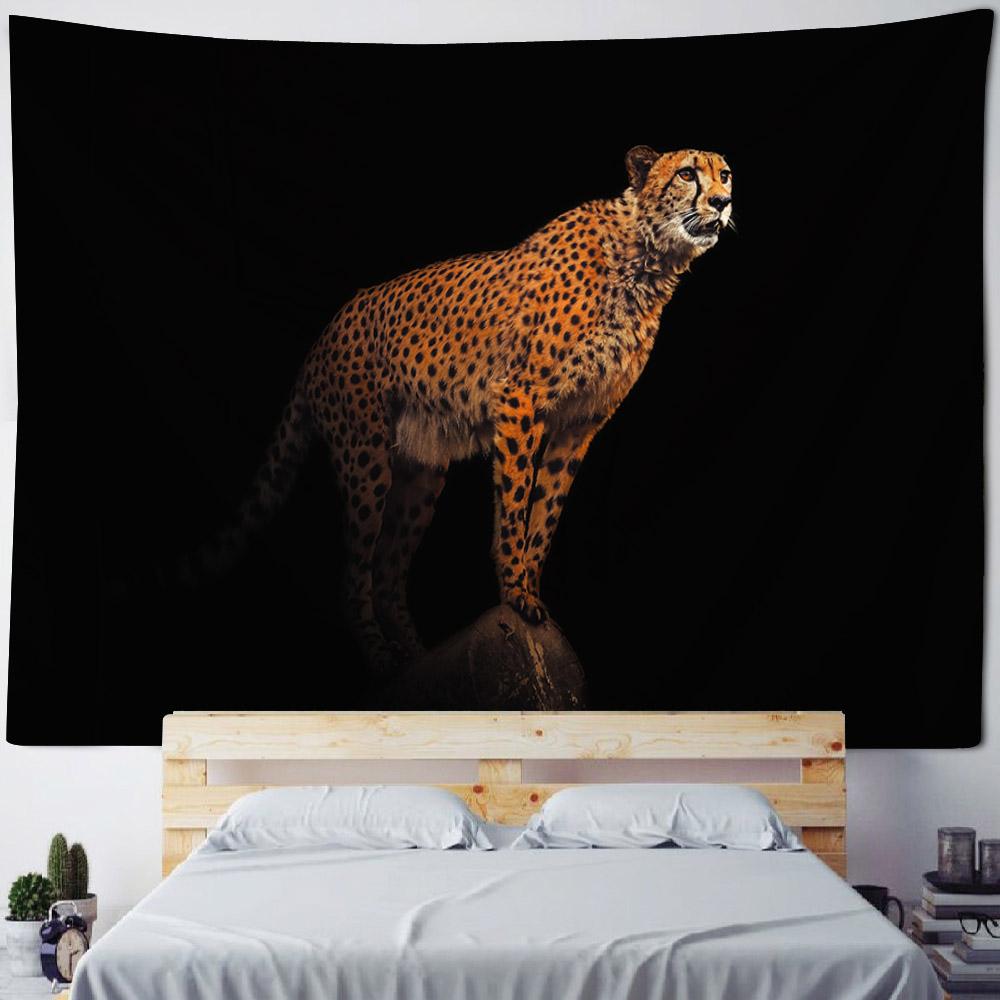 Mountain Top Snow Leopard Tapestry Living Room Decoration Cheetah Background Bedroom Wall Hanging Cloth Home Aesthetics