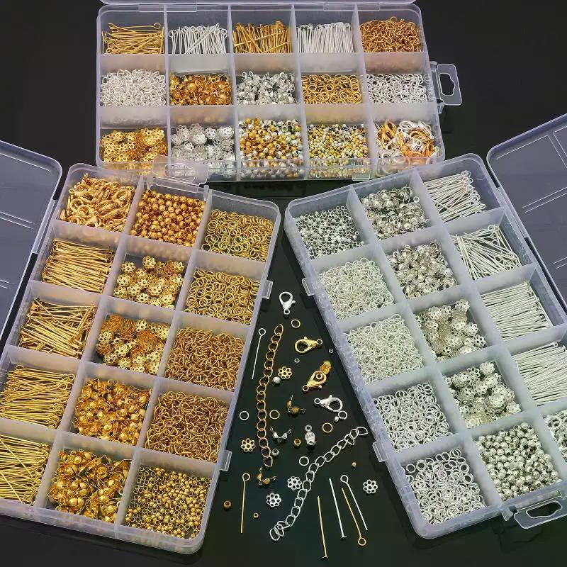 Kit de Inicio para Fabricación de Joyería de 1260 Piezas/Set Pendientes Collar Componentes Cuentas DIY Accesorios para Joyería Adecuado Para Adultos y Principiantes