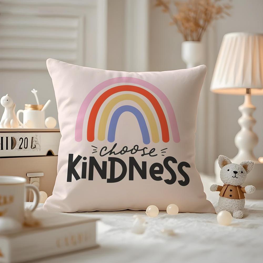 Cartoon Rainbow Sun Cushion Cover Anti-dustmite Pillowcase Invisible Zipper Silky Short Plush Sofa Cushion Cover