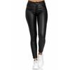 Pantaloni Skinny Donna Vita Alta Colore Unico Ecopelle Pantaloni Moda Casual