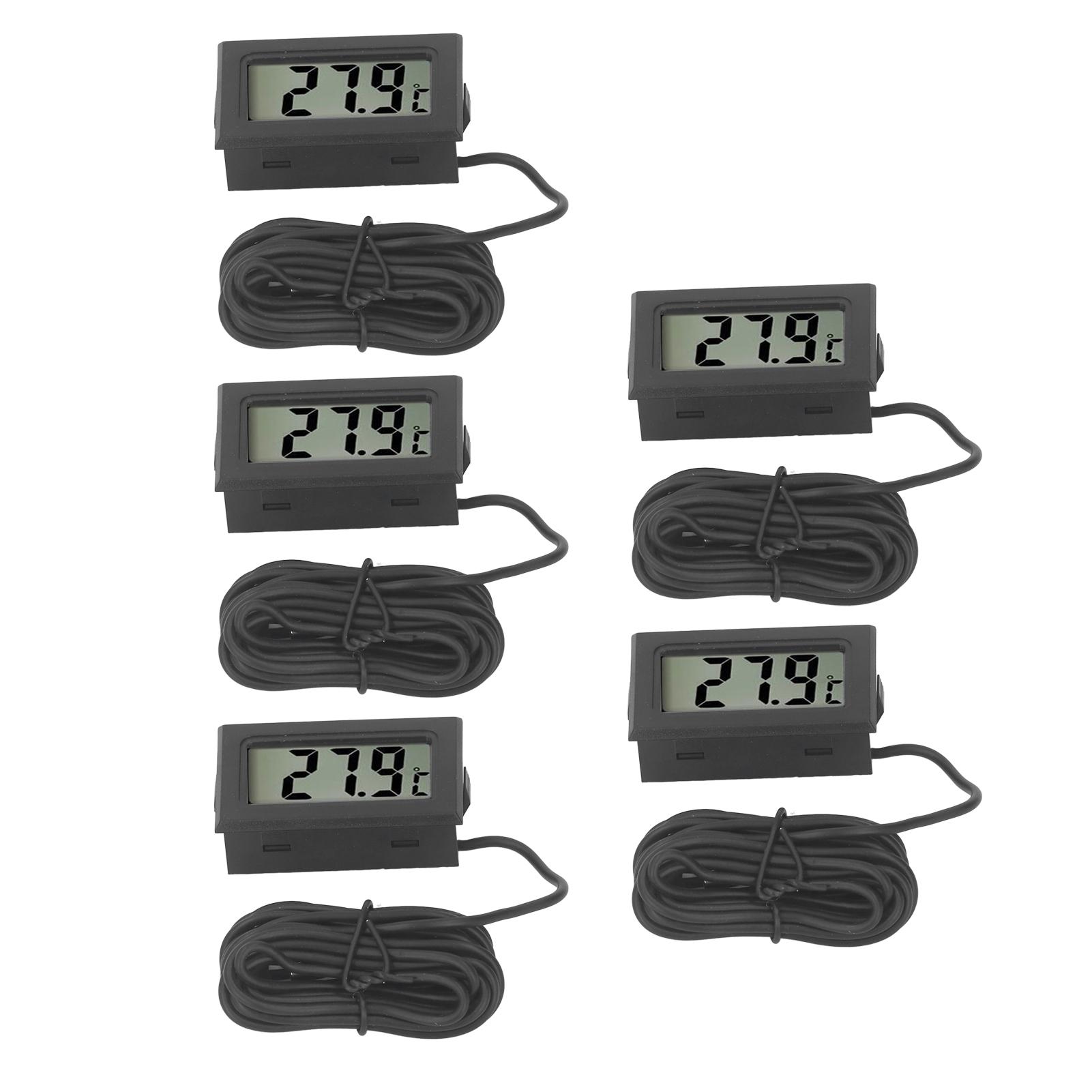 

5PCS Electronic Digital Display Thermometer Black Mini Embedded Indoor Digital Temperature Meter