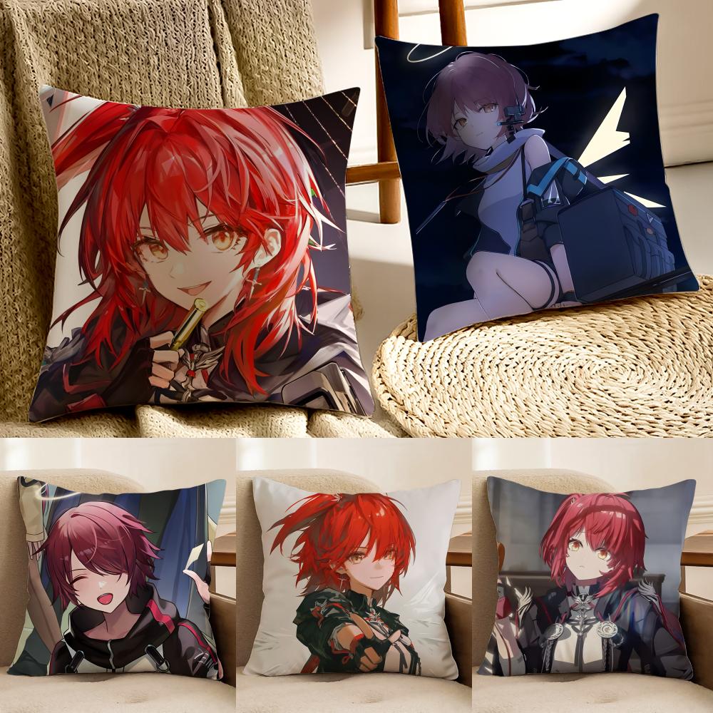 Trending Arknights Exusiai 2D Game Cushion Cover Pillowcase Antidustmite living Room Sofa Decor Cushion Room