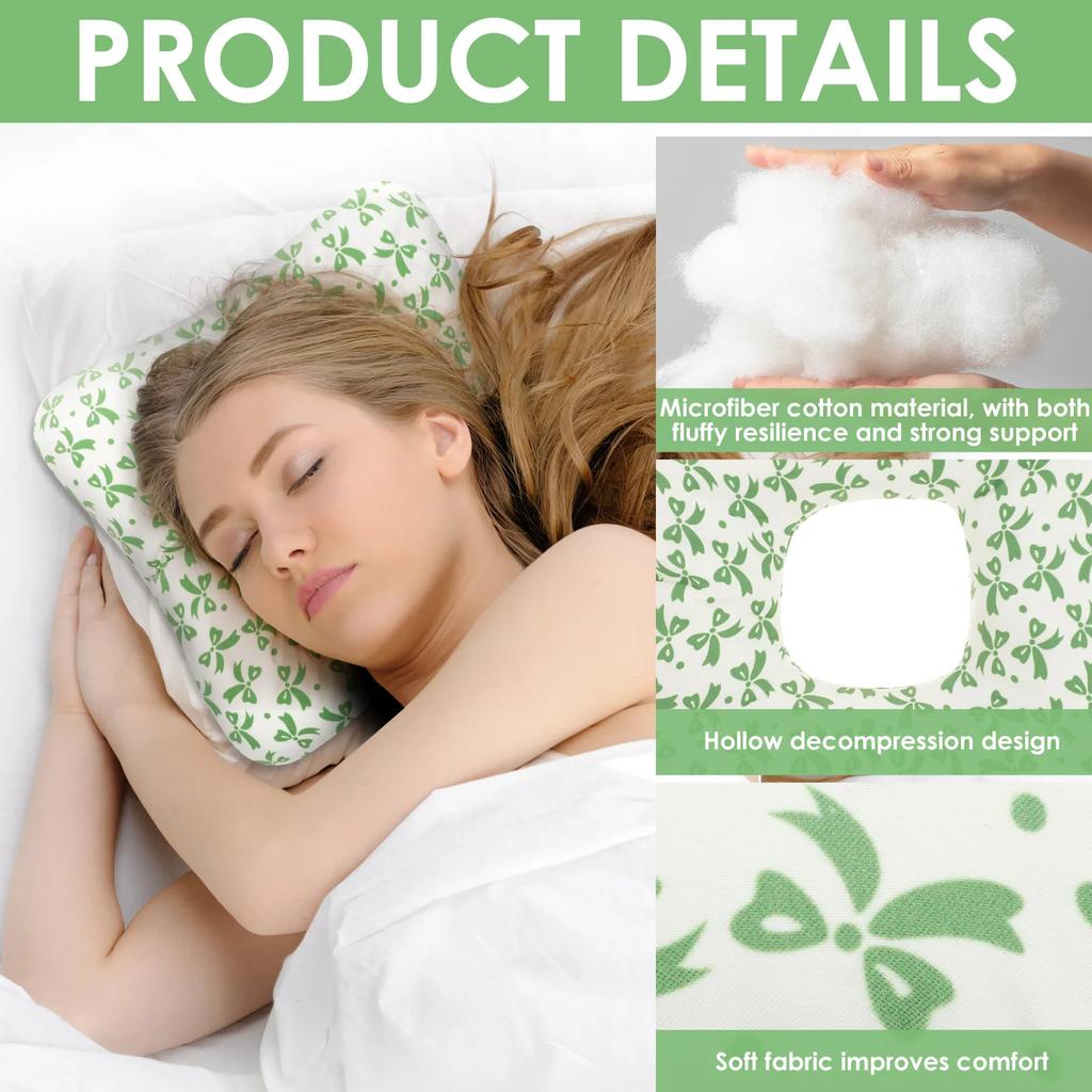 Ear Piercing Pillow for Side Sleepers Superfine Fiber Cotton O Type Hollow Design Strong Support Portable Ear Guard Pillow