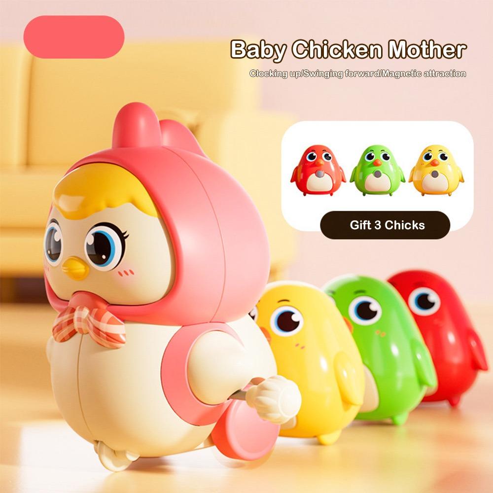 

4pcs Set Magnetic Walk Chicken Toys Sensory Exercise Wind-up Toy for Baby Walking рожевий