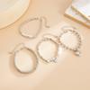 Silver Heart Pendant Bracelets Beaded Metal Hand Chain Trendy Imitation Pearl Bracelets  Gifts