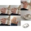 Korean Ins Style Minimalist Chain Design S925 Silver Geometric Ring For Women