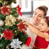 5Pcs Glitter Christmas Flowers Xmas Tree Ornaments Christmas Decorations for Home 2025 Navidad Noel Natal Gifts New Year 2025