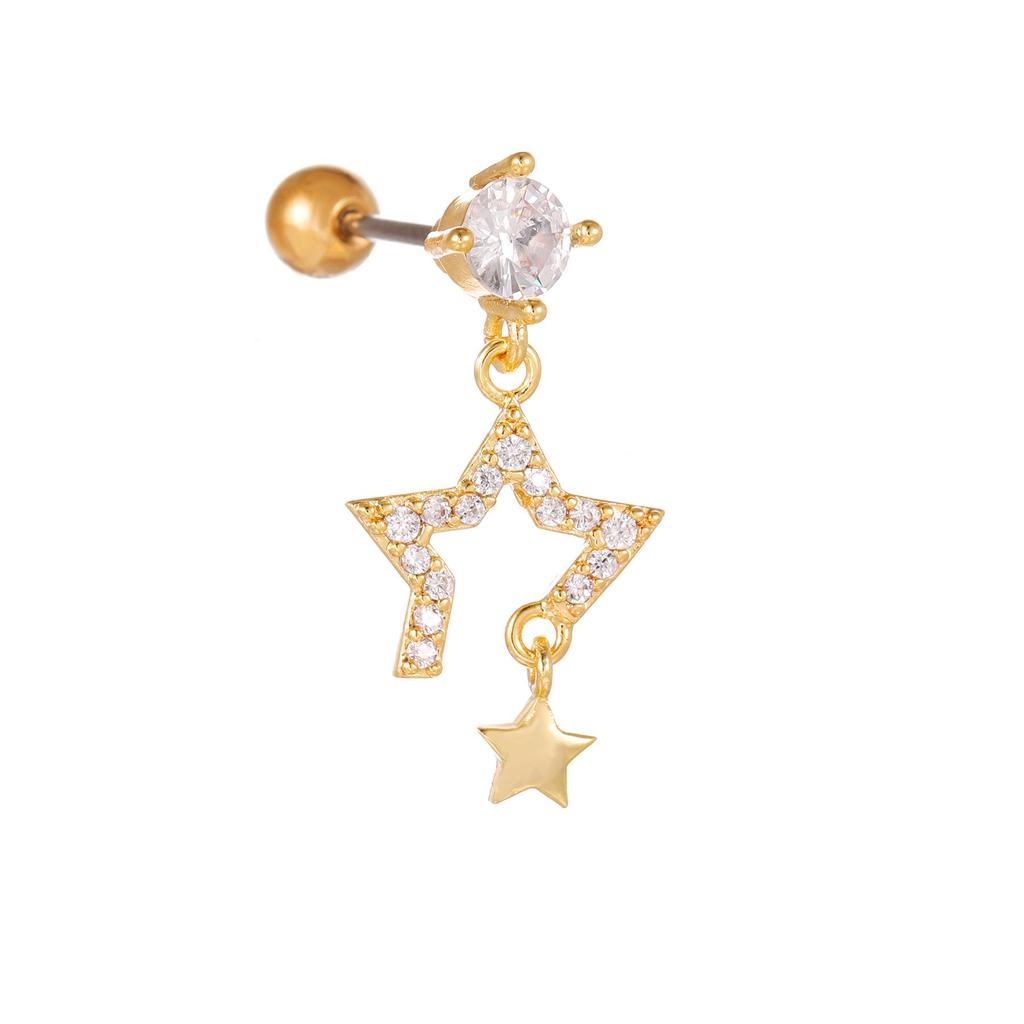 European & American Fashion Tassel Star Moon Zircon Geometric Ear Cuff & Studs for Sleeping