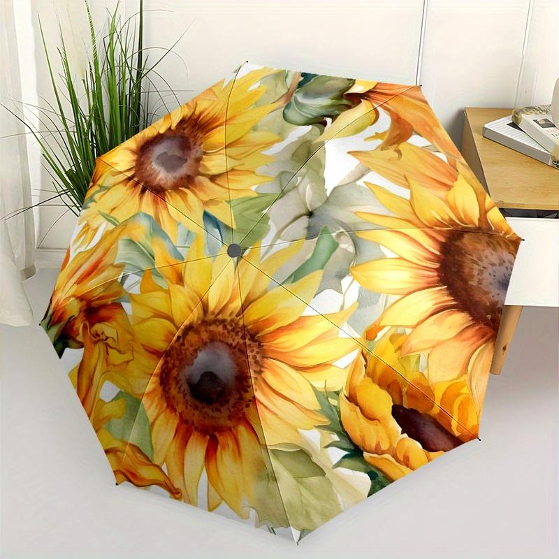 Automatic Open/Close Sunflower umbrella with Shielding & - High Quality Outdoor Umbrella, Sturdy 8-Rib Construction, Elegant F