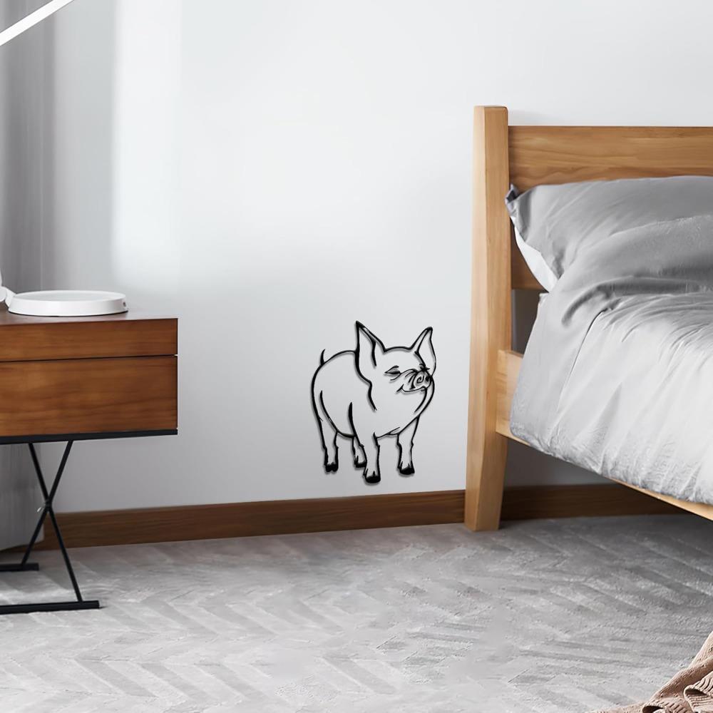 Rustic Metal Pig Wall Art, Farmhouse Kitchen Decor, Unique Indoor Home Accent