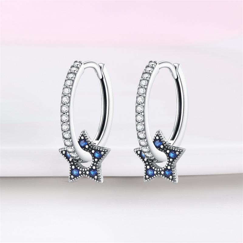 Earrings 9 Sterling Silver Premium Atmospheric Simple Star Charm Earrings