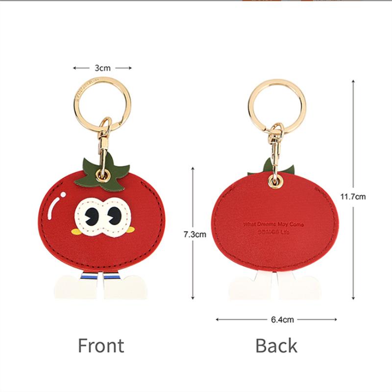 

Tomato Avocado Leather For Protective Sleeve Access Control Card Cover With Keychain Car Key Chains Fruit Badge Card Holders