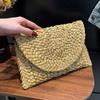 Fashion Beach Purse Women Summer Beach Bag Envelope Woven Clutch Solid Color Large Capacity Storage Bag Corn Husk Straw Hand Bag