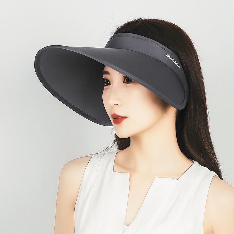 Summer Big Brim Ice Silk Hat Cycling Sun Protection Beach Hat Women's Sunshade Empty Top Hat Outdoor Foldable Cap