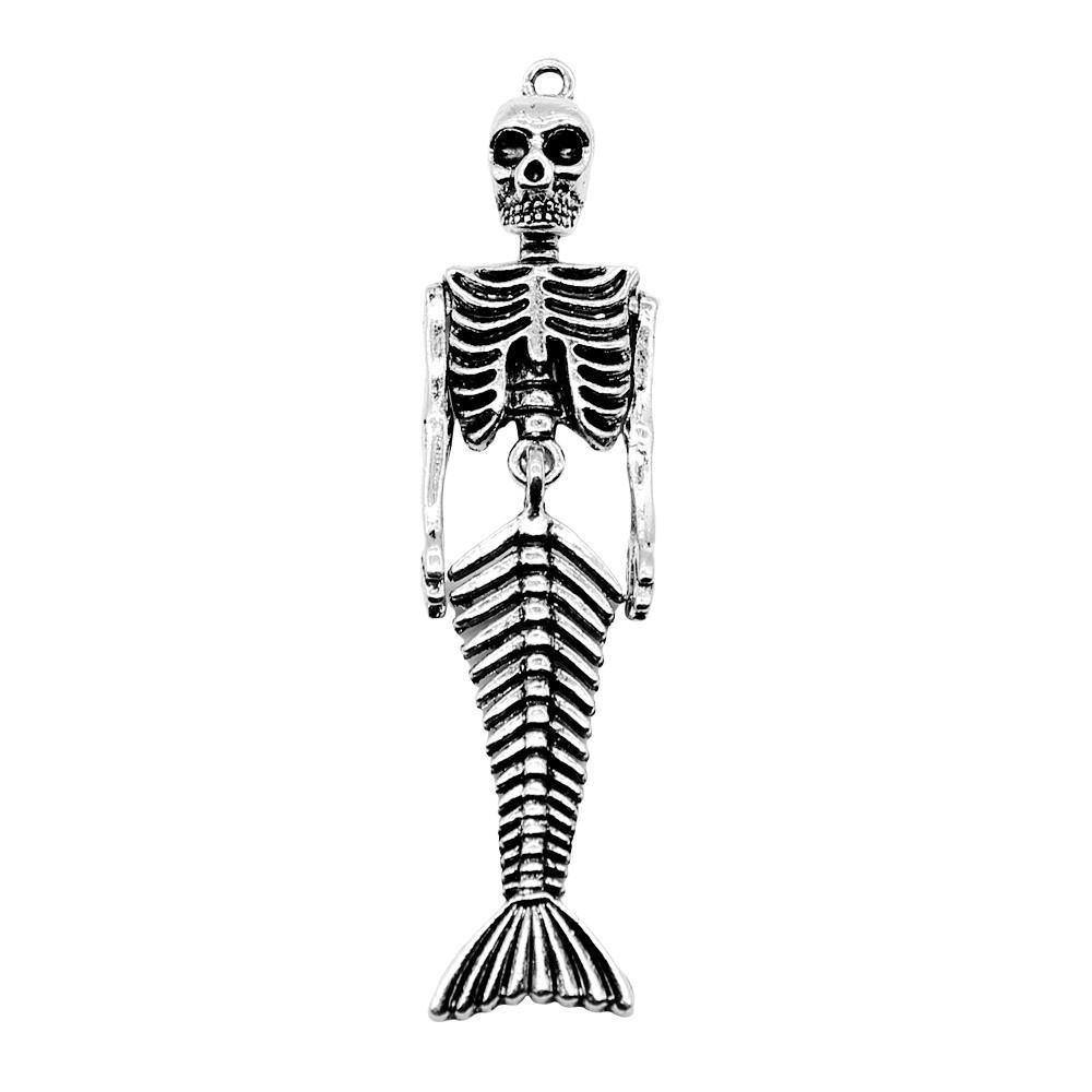 Mermaid Skeleton Charms Gothic Alloy Pendants For Halloween DIY Jewelry Accessories