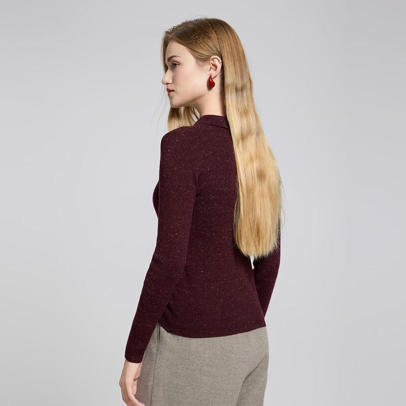 Women's Fashion Collared Long Sleeve Pullover Knit Top