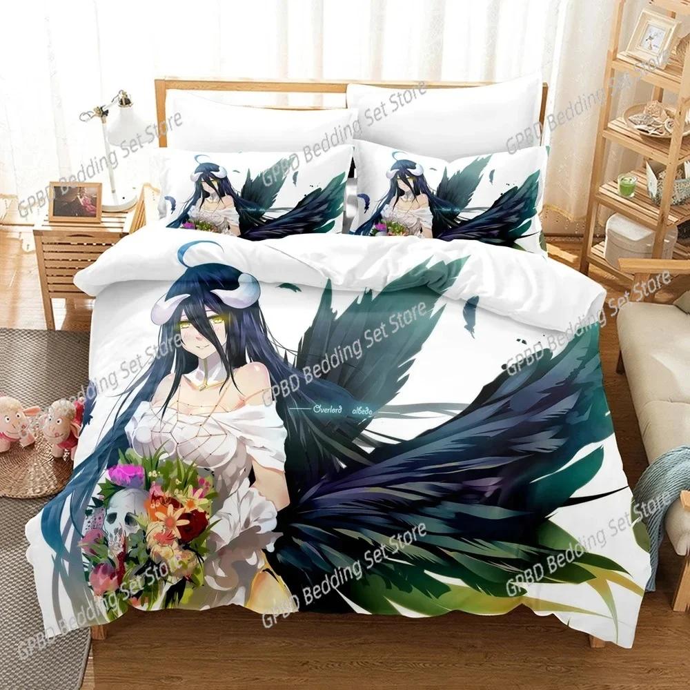 Fashion OVERLORD Anime Bedding Set,Duvet Cover Comforter Bed Set Quilt Cover Pillowcase,King Queen Twin Size Boys Girls Adults