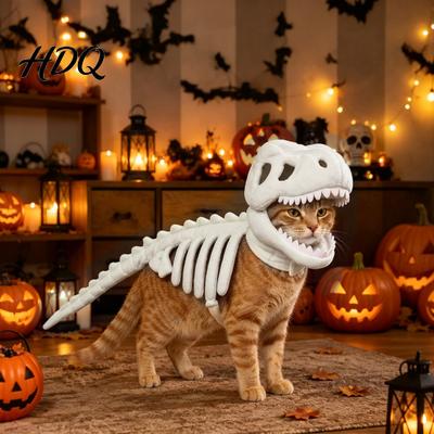 Cat Halloween Costume Dinosaur Skeleton Costume Cute Apparel Funny for Outfit Cats Cosplay Party Photo Props Easy To Wear Pet Apparel