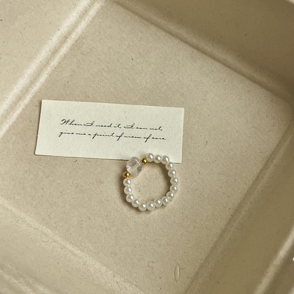 Color crystal beaded ring  niche design sense high-end finger ring light luxury temperament all-match ring accessories