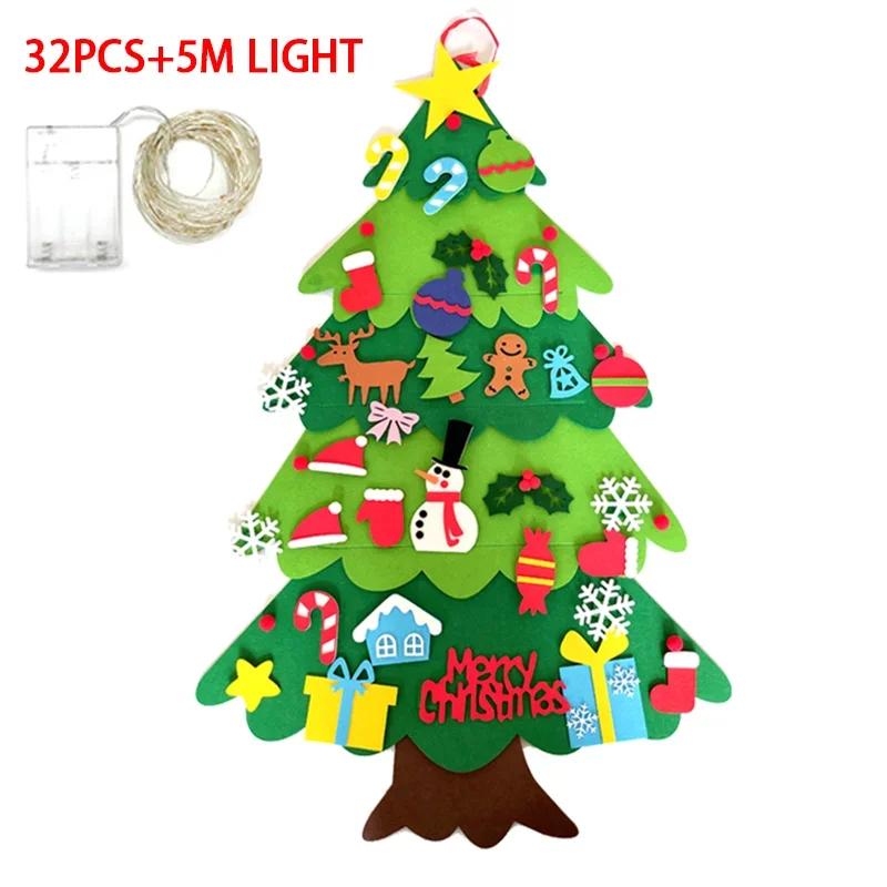 DIY Felt Christmas Tree Child Educational Toy Wall Hanging Artificial Xmas Tree with Santa Claus Snowflakes Kid New Year Gift