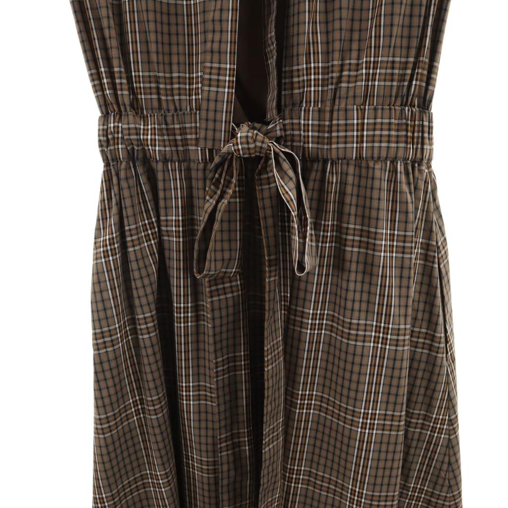 SNIDEL Check Pattern No Sleeve Waist Shirring One Piece F Brown Women Used