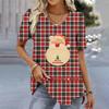 Christmas Women's T-Shirt 3d Printed Short Sleeve Tees Christmas T Shirt For Women Fashion V-Neck Top Holiday Oversized Clothing