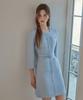 Julie And Kara 26Ss Calla136 Shebigins Bella Tweed Dress Sky Blue