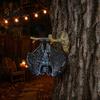 Waterproof Statue Halloween Bat Figurine Resin Hanging Sculpture Gothic Upside Outdoor Tree Ornament Down for Garden Yard Decor Realistic