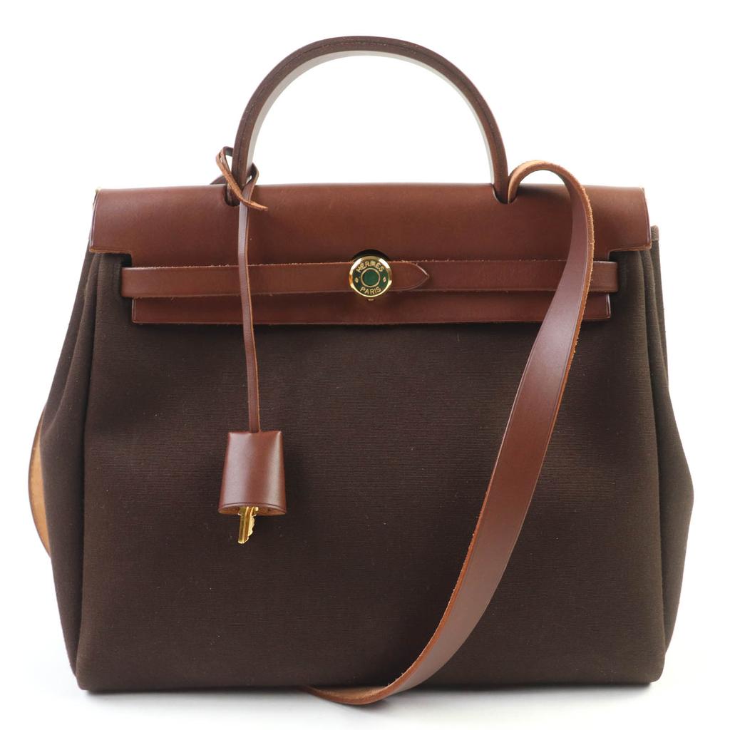 HERMES Shoulder Bag Herbag PM Vibrato Brown Towar Officier Women Used