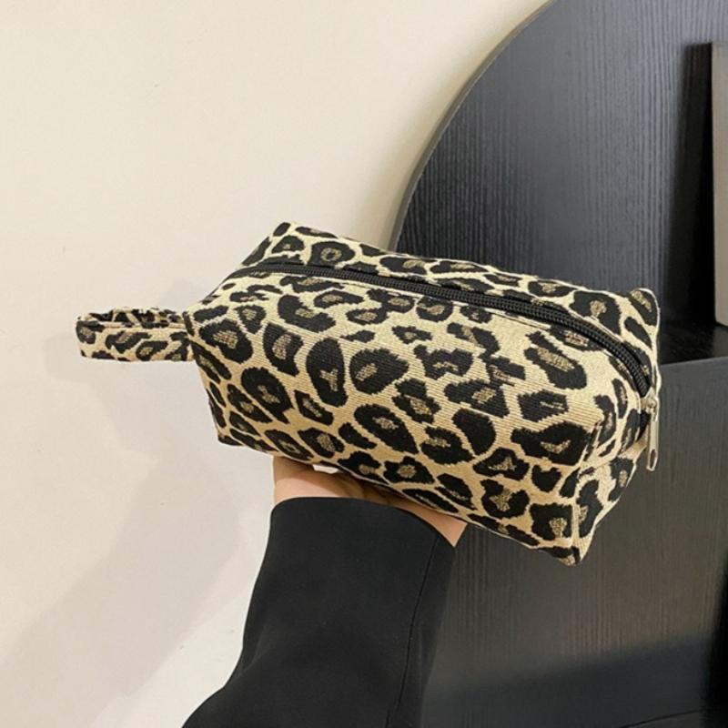 Leopard Print Makeup Bags Makeup Brush Pen Bag High Quality Women's Large Capacity Cosmetic Bag Portable Storage Handbag