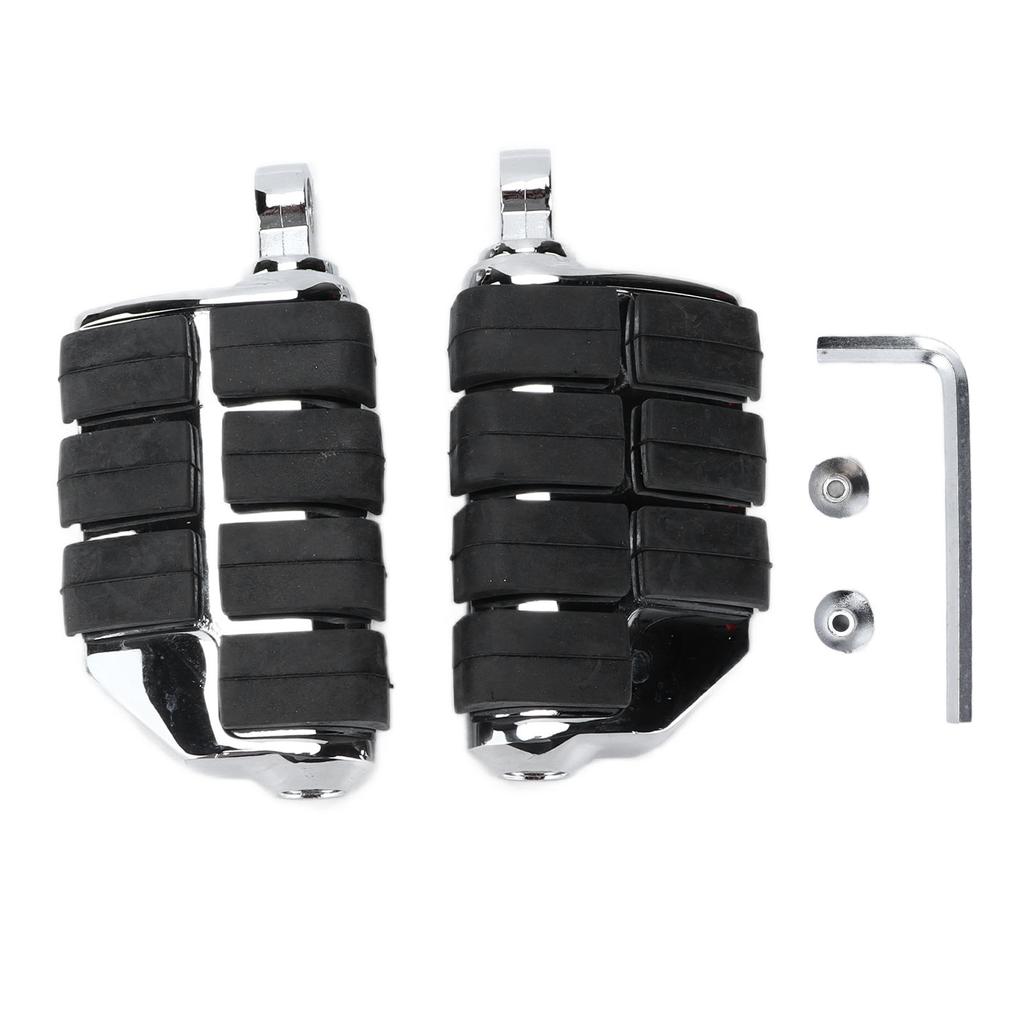 Motorcycle Footpegs Footrest CNC Aluminum Alloy Rubber Universal Replacement For KawasakiChrome