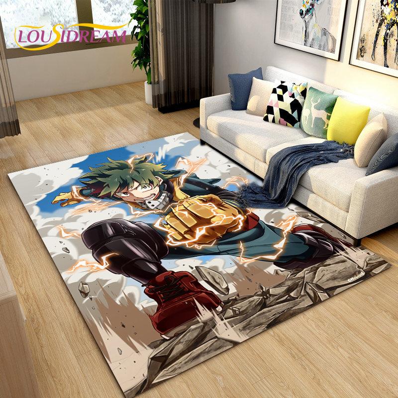 My Hero Academia, Japan Anime Area Koberec,Koberec Koberec do obývacího pokoje Ložnice Pohovka Dekorace rohožky, Protiskluzová podložka pro děti na hraní