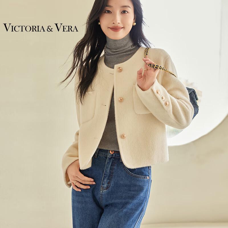 VICTORIA&VERA Women's Short Wool Blend Coat