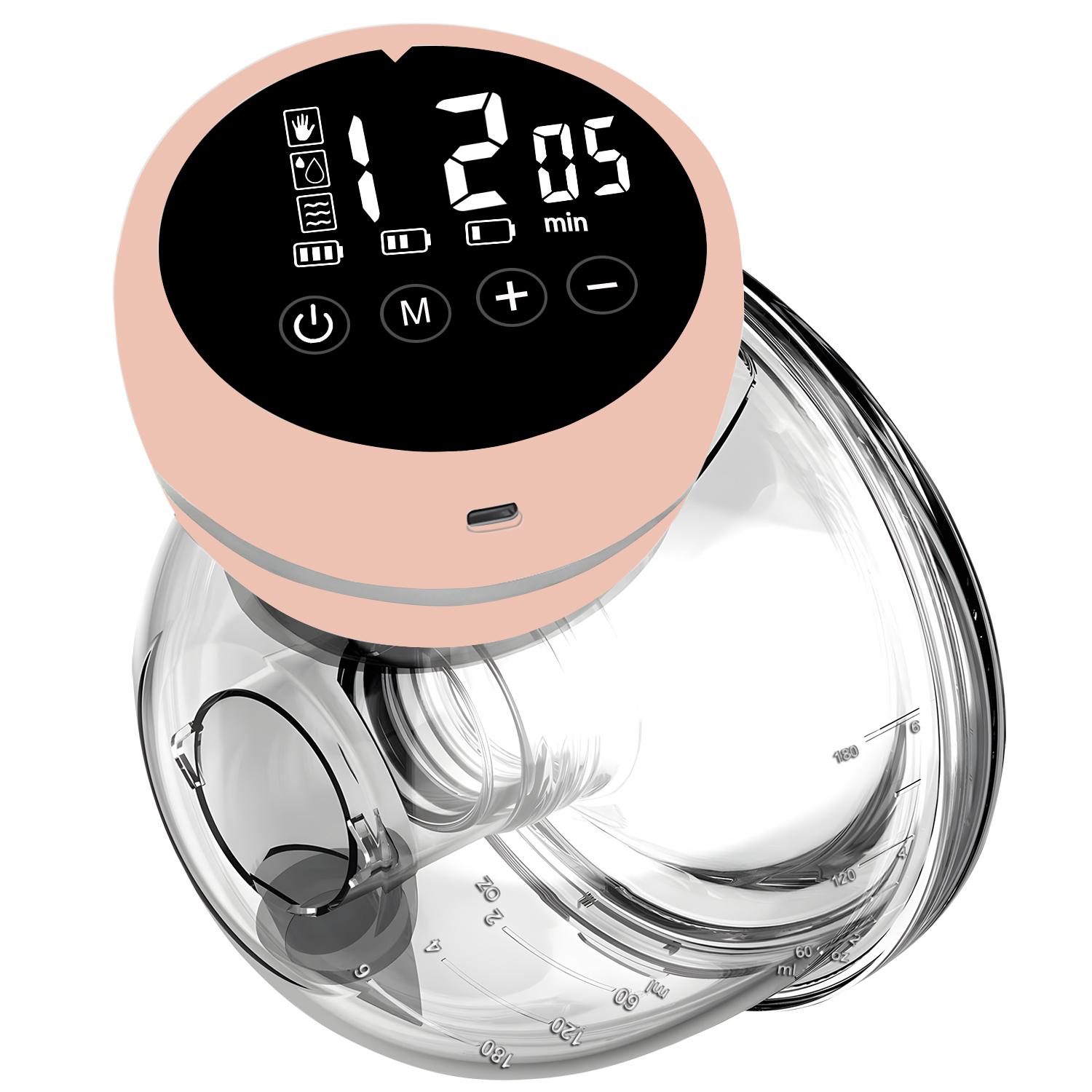 Portable Wearable Electric Breast Pump Hands Free Low Noise BPA-Free Breastfeeding Collector розовый