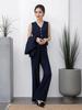 Ensemble 3 pièces pour femme en laine australienne: Blazer, gilet et pantalon évasé haut de gamme printemps/automne