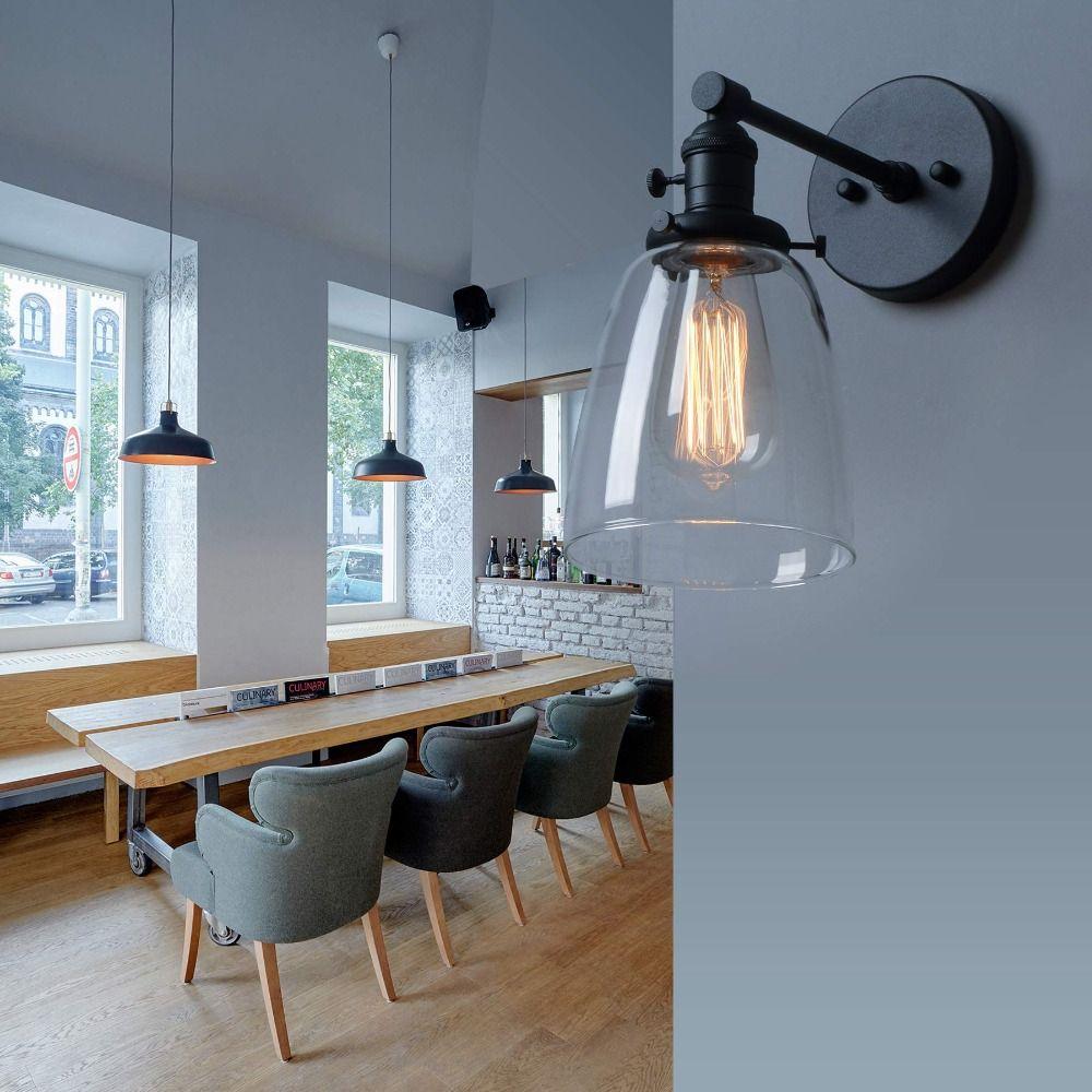 Retro Glass Lampshad Glass Wall Lamps Oval Dome Industrial Wall Lighting Single Sconce Clear Sconce Lighting Living Room