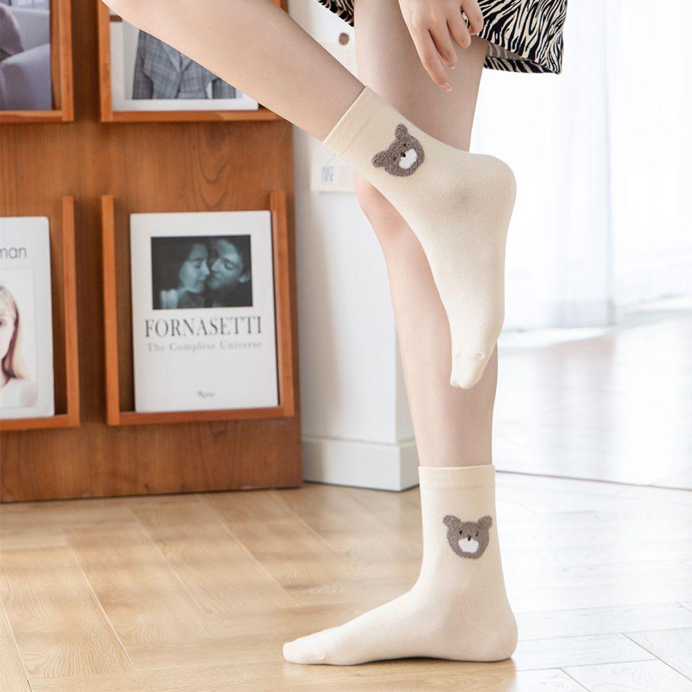

Design Breathable New Year Gift Bear Print Cartoon Hosiery Women Socks Cotton Socks Korean Style A