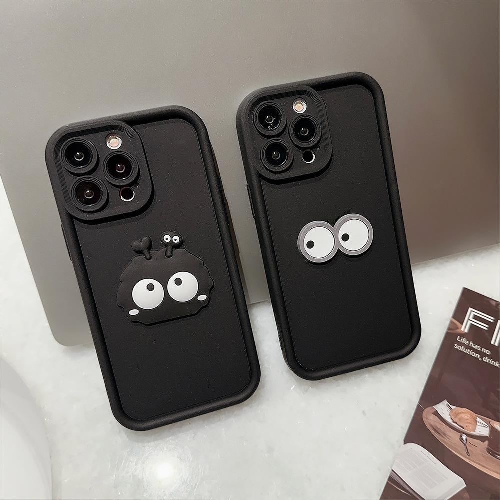 Applicable To Apple 17 Mobile Phone Case Iphone14promax Three Dimensional Black Coal Ball 13 Cartoon Personality 11 All Inclusive Set 16