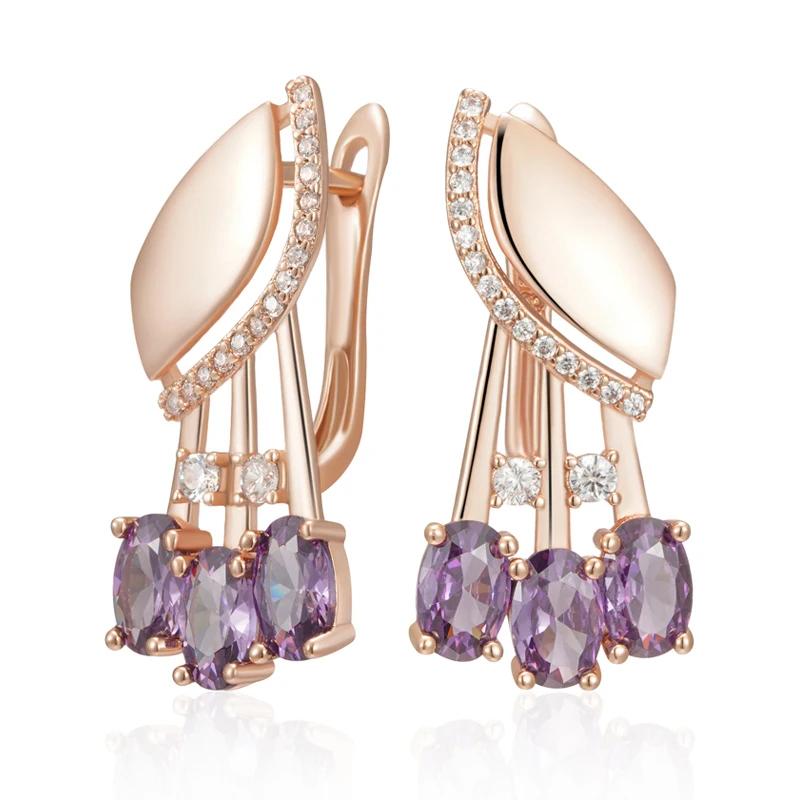 

Овальные фиолетовые циркониевые геометрические серьги-подвески для женщин, блестящие золотые уникальные серьги, аксессуары для вечеринок, повседневные индивидуальные украшения фиолетовый