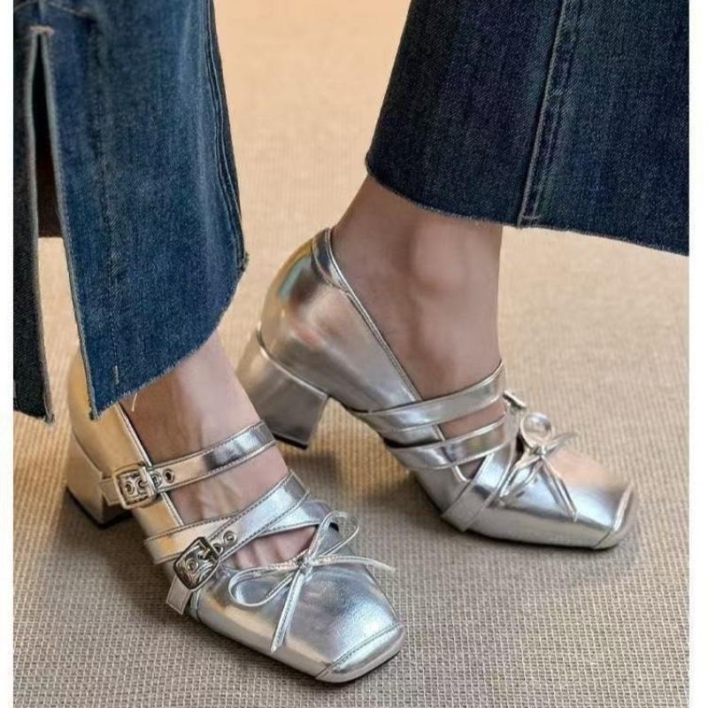 Fashion Mary Jane Shoes Female Genuine Leather 2025 New Snap Ballet Shoes Women Square Toe Flat Cowhide Ladies Shoes