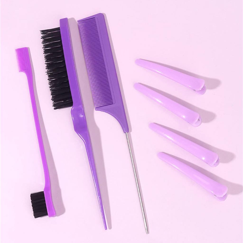 10pcs/1set Hairdressing Tools Pointed Tail Comb Dual Head Eyebrow Brush Triple Row Comb Coiler Hair Salon Styling Comb