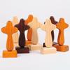 Magnetic Base Wood Cross Statue Handicraft Vintage Cross Ornament Portable Standing Crosses Figurine Office Desktop