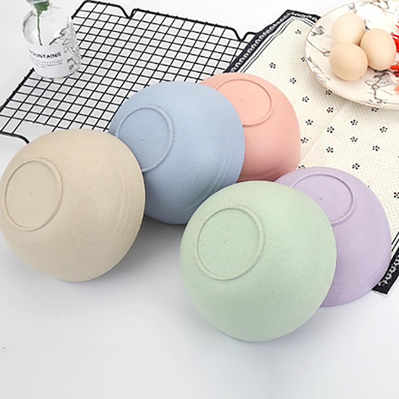 Nordic Colored Wheat Straw Bowls Circular Shatter Resistant Plastic Tableware Bowls For Household Use