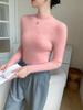 Women's Slim-Fit Cashmere Knit Top - Fashionable Half-High Neck, Casual Versatile Sweater