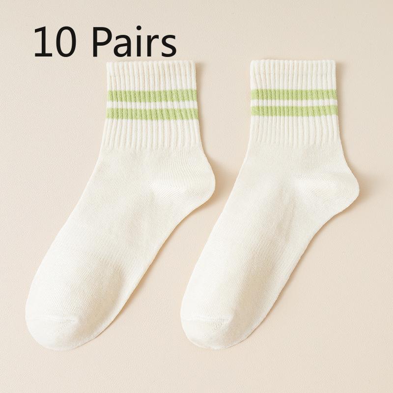 10 Pairs of Female Spring and Autumn Leisure Lovely Sports Parallel Bars Students Sweat In The Tube Socks