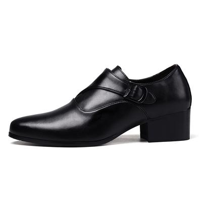 100% Echt Leer Heren Hoogte Toenemende Schoenen 6cm Modemerk Heren Schoenen Puur Zwart