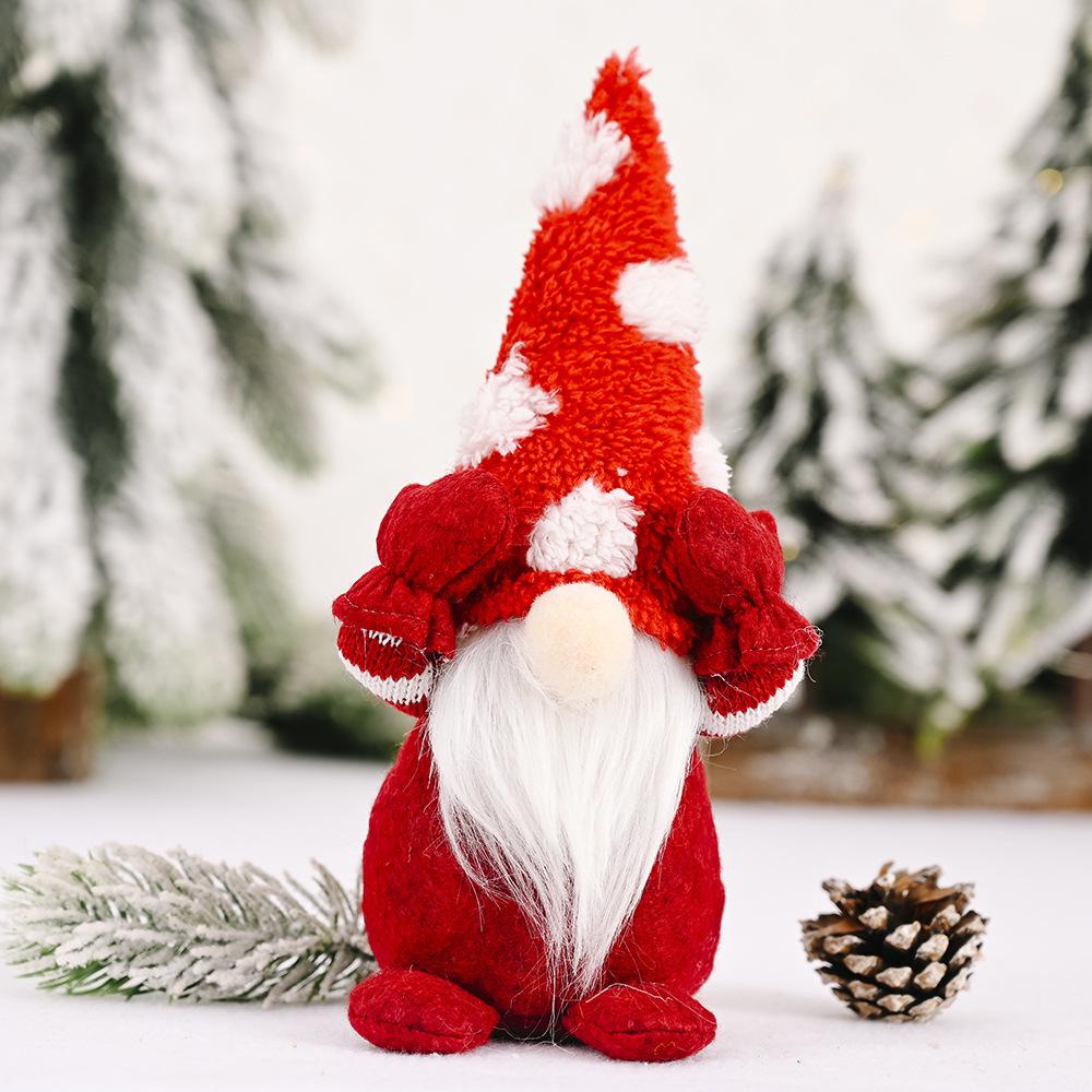 Snowflake Hat No-Face Forest Old Man Christmas Doll Ornament