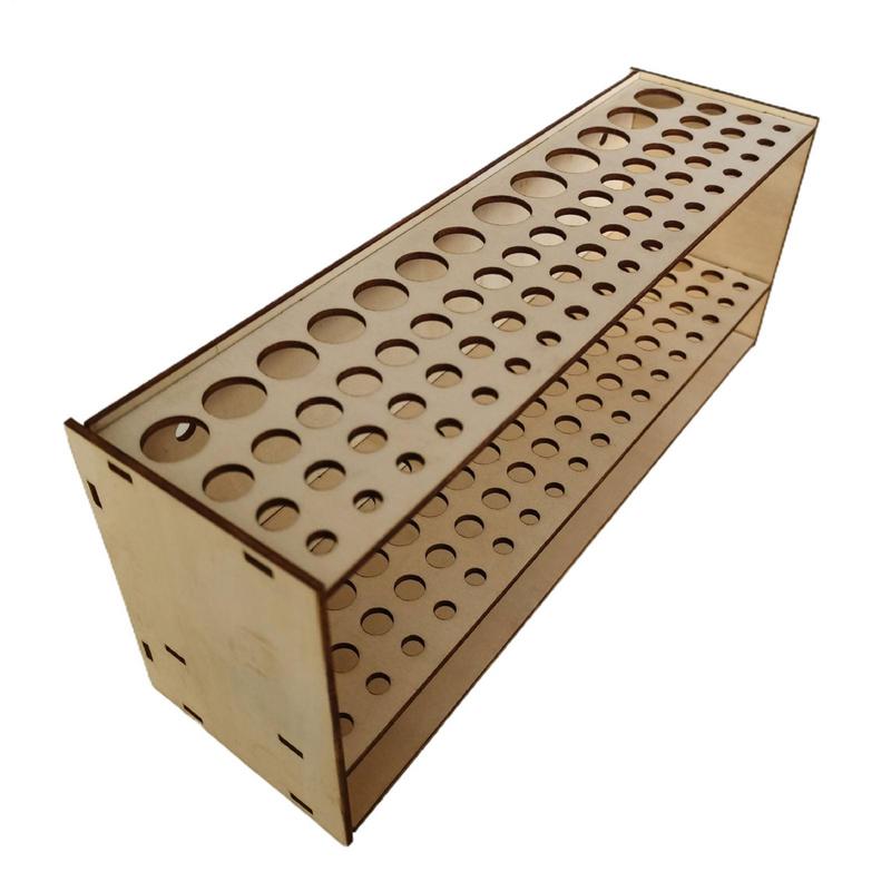 67 Holes Wooden Brush Holder Artist Desk Organizer Wall Mounted Freestanding Detachable Holder Makeup Brush Shelf