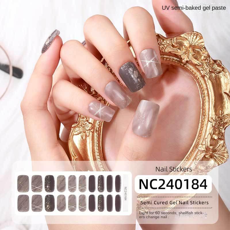 New Hot Stamping Laser Gel Nail Stickers French Nail Polish Glue Semi-cured Gel Nail Stickers
